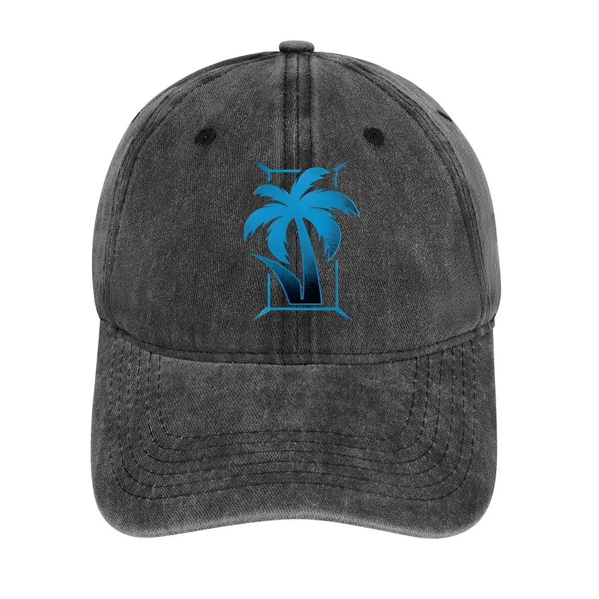 

Tropical Palm Tree in a Geometric Frame, Evoking a Beach - side Vibe Washed Baseball Cap