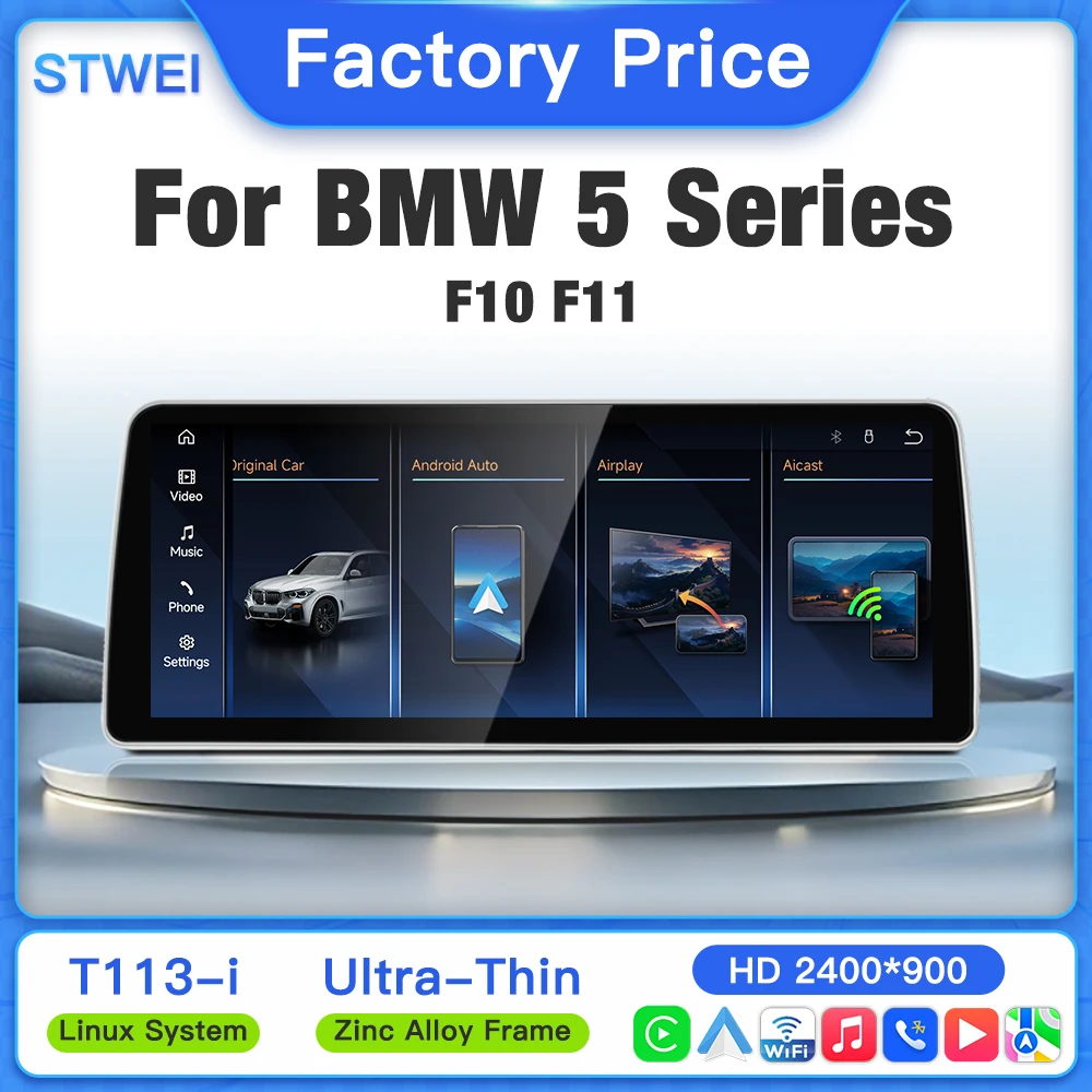 2026 New Linux IPS Touch Screen 10.25 12.8Inch For BMW 5 Series F10 F11 NBT Wireless CarPlay Android Auto GPS Navigation Stereo