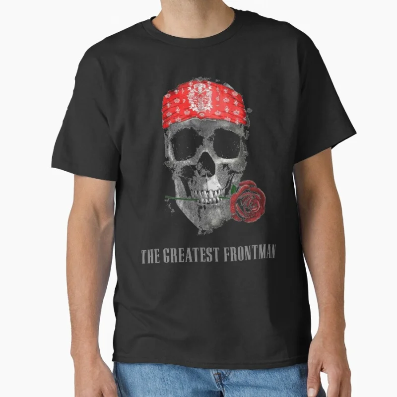 

The Greatest Frontman Old school devil Goth style Horror skeleton Halloween gift T shirt for men large size Tops S-6XL
