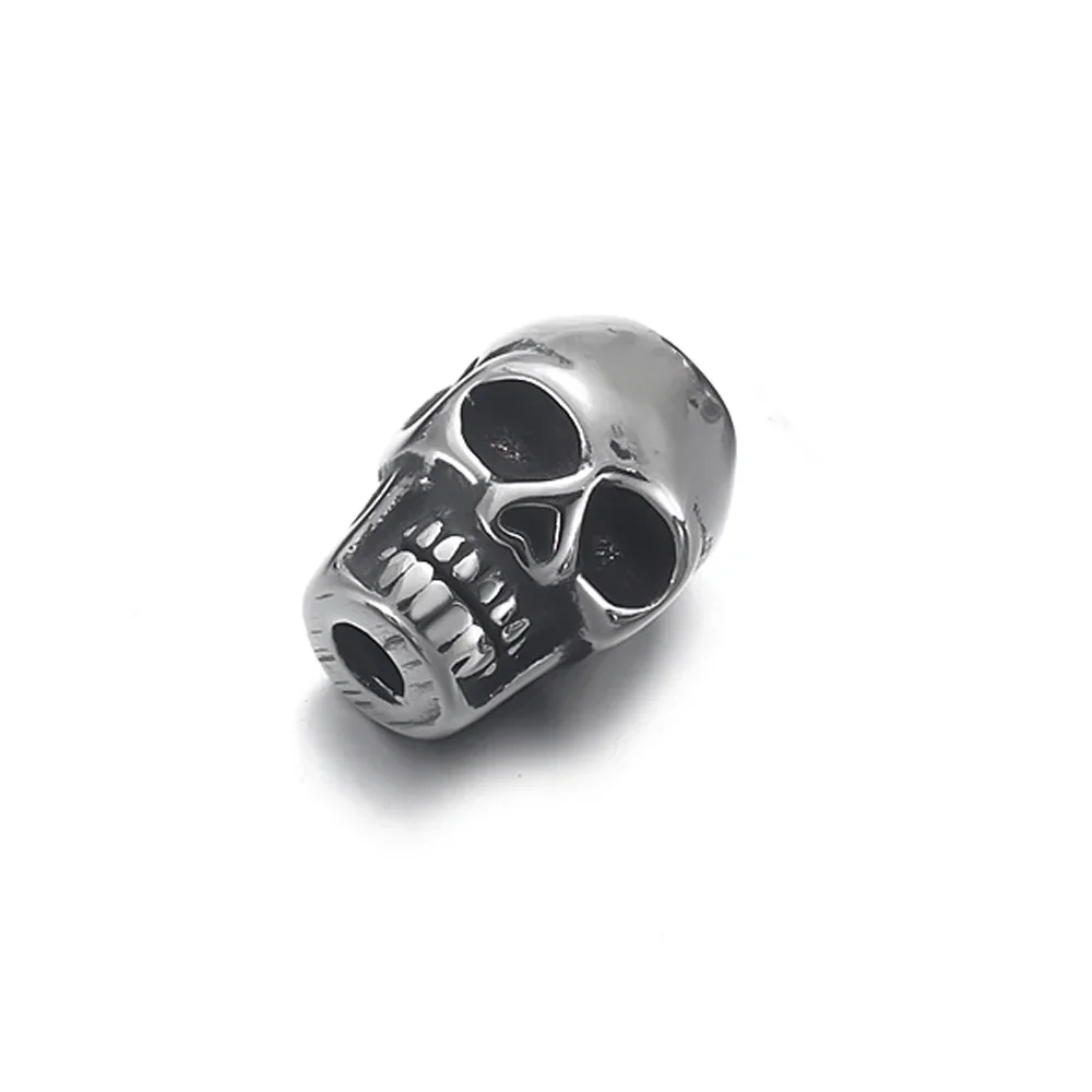 Stainless Steel Skull Bead Spacer Polished 2mm Hole Beads Metal Charms DIY Bracelet Jewelry Making Accessories