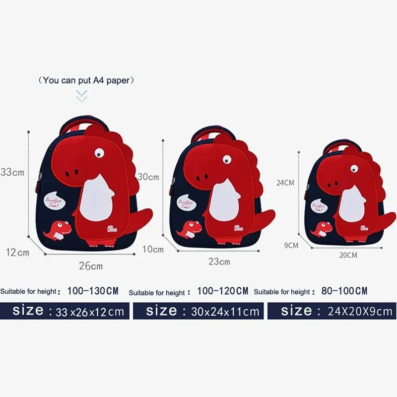 Cute Kids School Bags Kindergarten Preschool Bag Dinosaur Children Schoolbag 3-8 Years Old Cartoon Fashion Backpack for Girl Boy