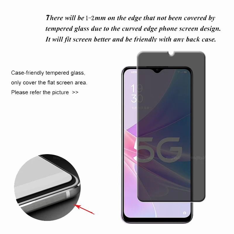 4Pcs For OPPO A58 5G Glass OPPO A58 5G A 58 Tempered Glass Protective HD 9H Privacy Anti-Spy Glue Screen Protector OPPO A58 5G