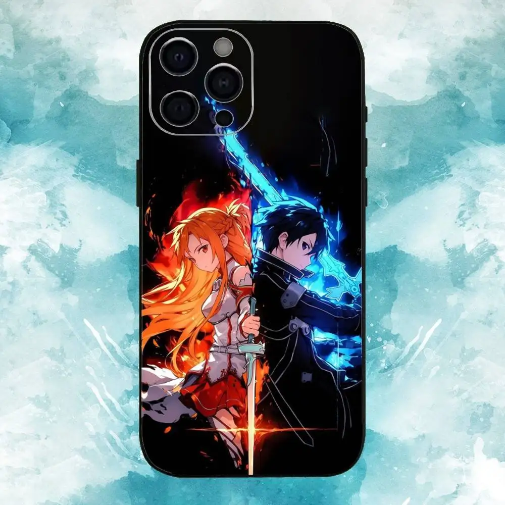 A-Asuna Anime Y-Yuuki Phone Case For iPhone17,16,15,14,13,12,11 Plus,Pro Max Soft Black Cover