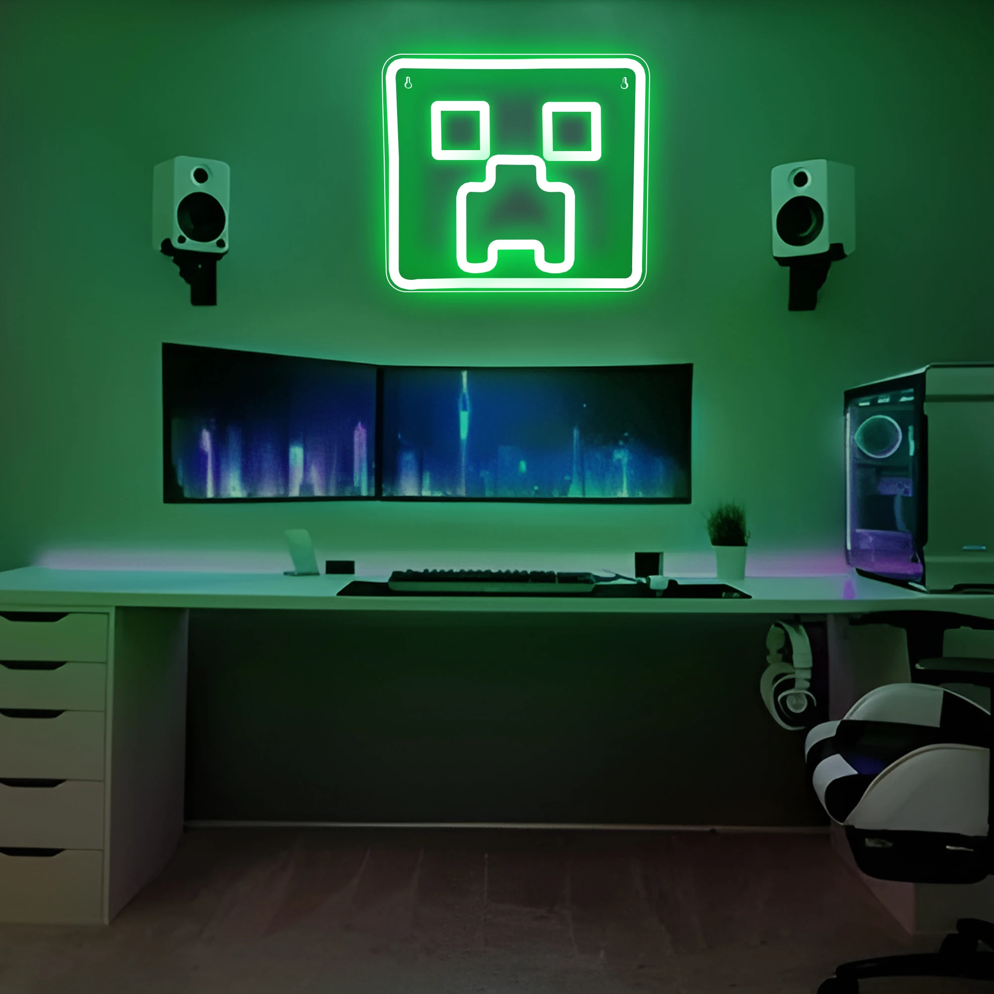 Gaming Neon LED Sign Green Blocks Light Up Signs for Game Room Game Wall Decor Signs for Men Boys Gamers