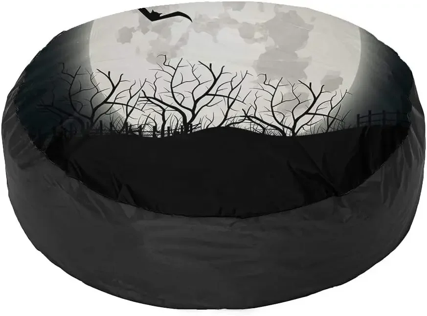 Night Moon Sky with Tree Halloween Spare Tire Cover Weatherproof Dustproof Universal Tire Cover for RV Trailers Motorhomes SUV