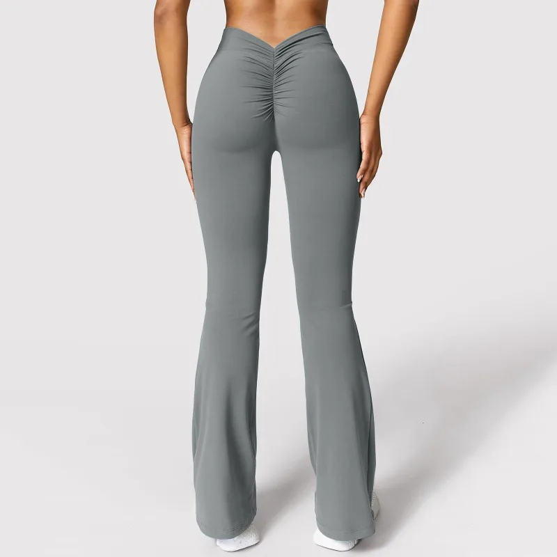 Fashion Micro Horn Leggings Women V-back Waist Sports Pants High Waist Push Up Butt Gym Pants Solid Slim Casual Leggings, image 5