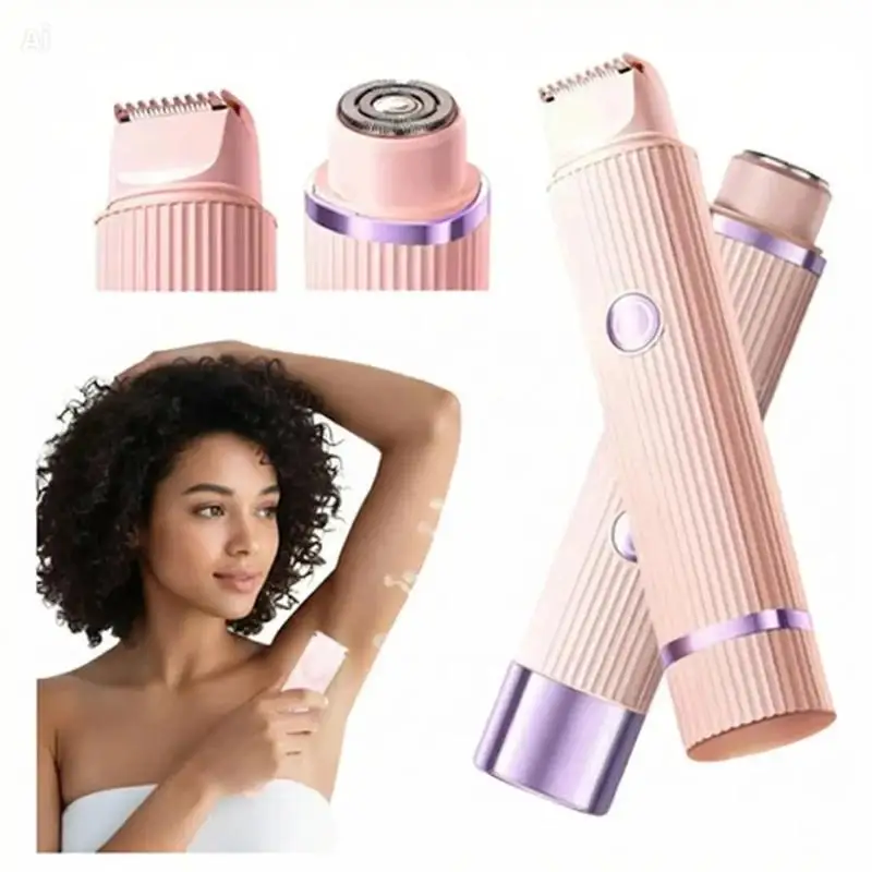 Electric Shaver for Women Waterproof 2 in 1 Double Head Wet Dry Rechargeable Hair Trimmer for Ladies Daily Grooming Use