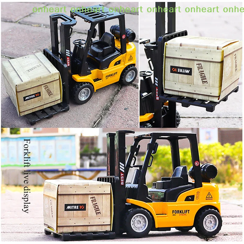 

[C]Alloy Die-Cast Model Vehicle Construction Forklift Friction Toy Cargo Pallet Interactive Toy For Boys Girls Xmas Gift