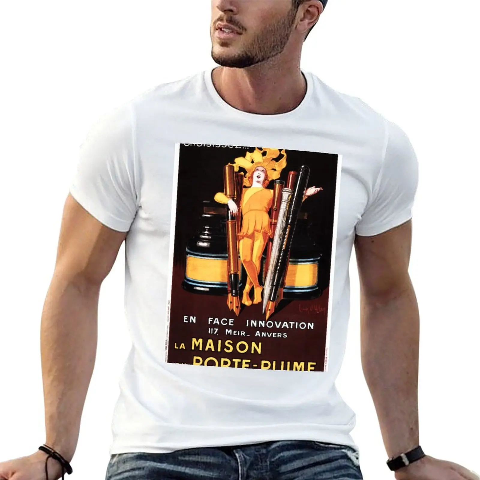 LA MAISON DU PORTE PLUME INKS Vintage French Writing Advertisement T-Shirt vintage anime shirt funny costumes funny t shirts men