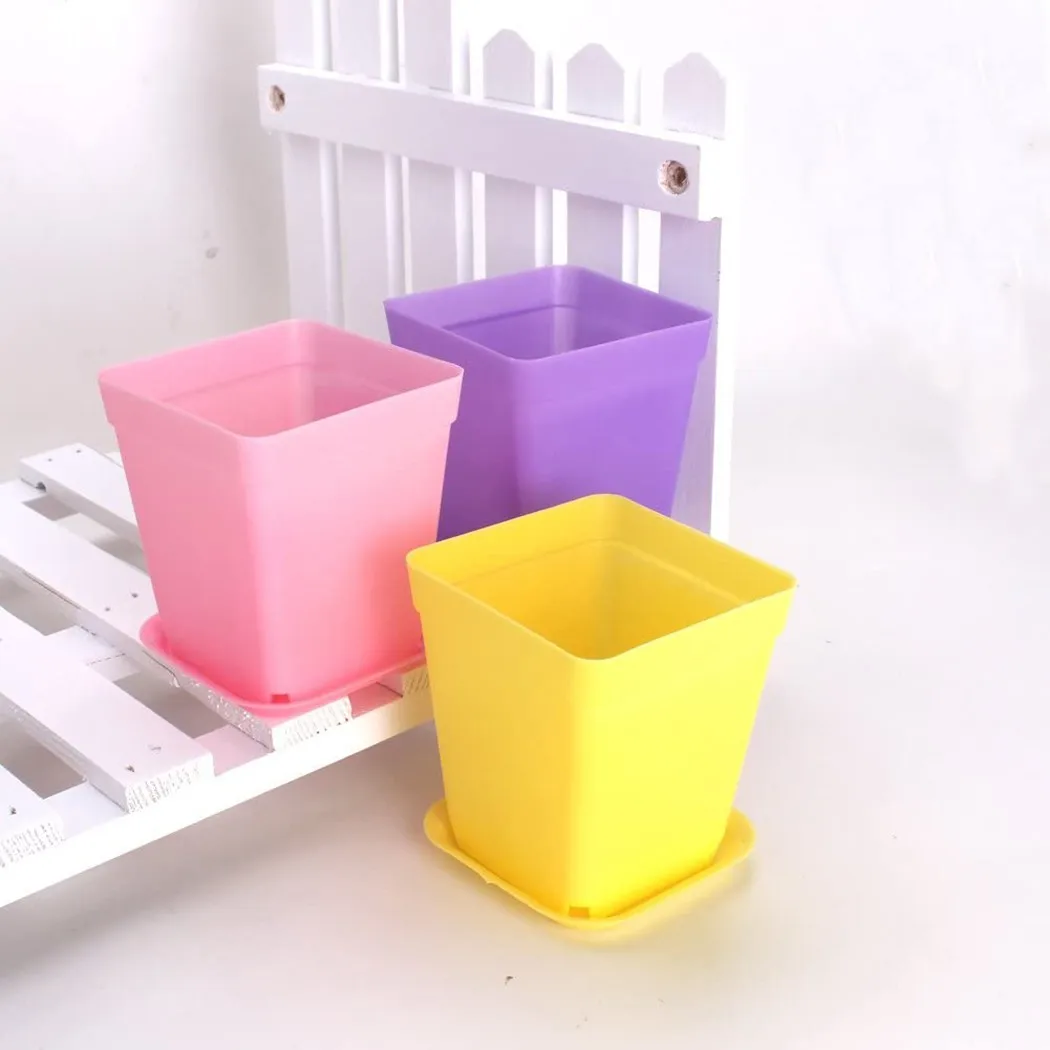 20pcs Color Mixing Mini Square Plastic Flower Pot With Holes Plant Tray Garden Tools Planting Tools Home Decor 5.5cmx5.5cmx4.5cm