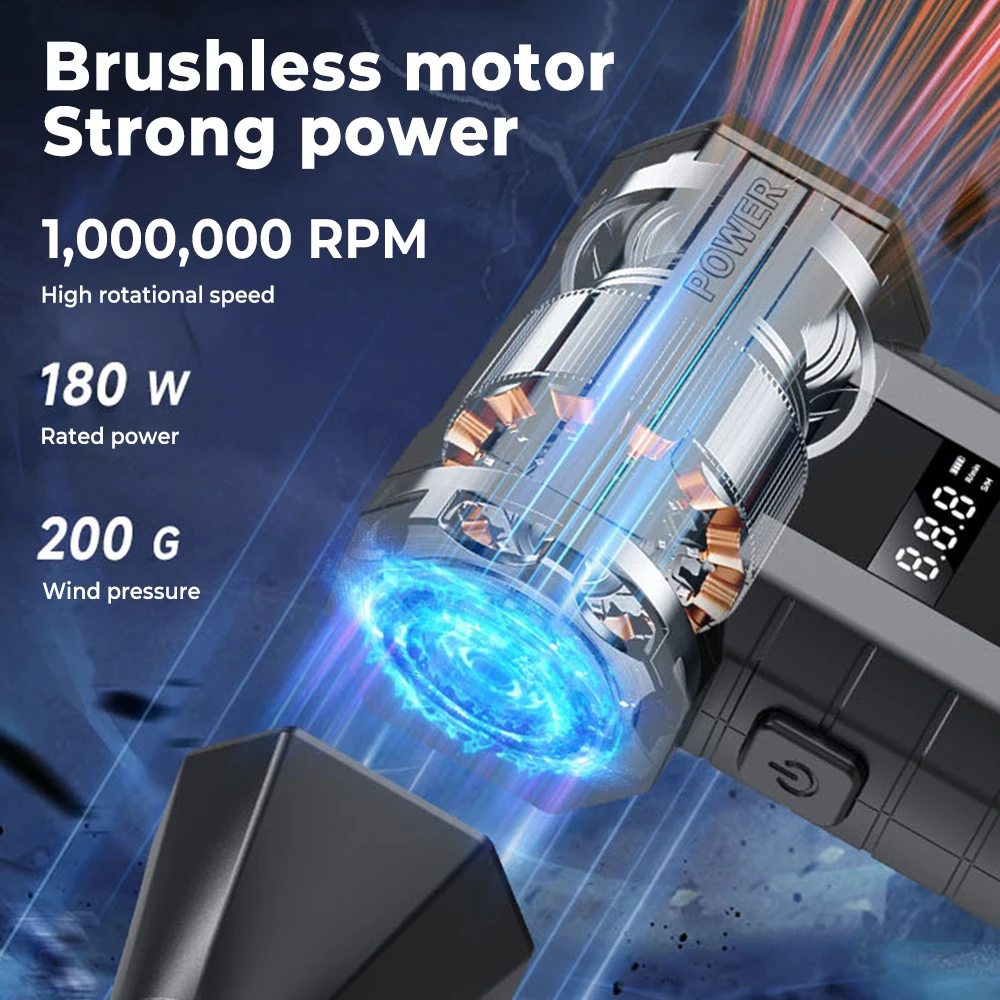 1000000 RPM Turbo Fan 200g Winddruk Krachtige Turbo Luchtblazer Met LED-verlichting Draadloze Stofblazer Hoge Snelheid Jet Blower Droog