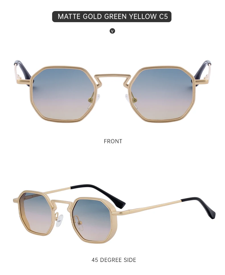 Kleine Polygon-Metall-Sonnenbrille im Punk-Stil für Herren 2026 Luxusmarke Vintage Sonnenbrille Männliche Mode Outdoor-Brillen UV400 – Detail 19