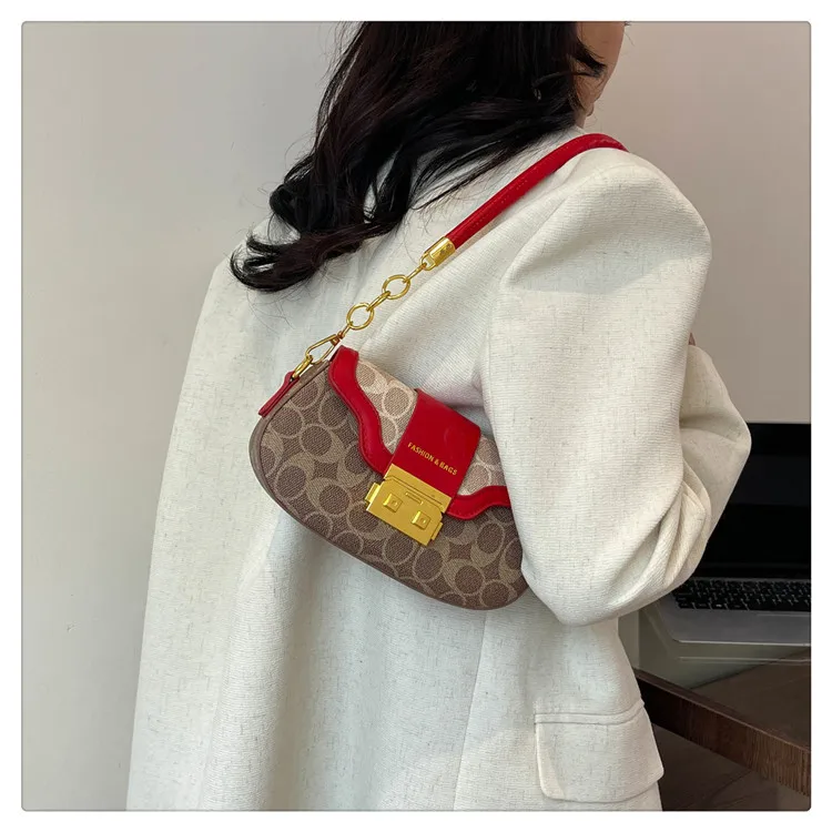 กระเป๋าสะพายทรงอานม้าสุดฮิตปี 2025 - กระเป๋าสะพายข้าง/กระเป๋าใต้วงแขน ดีไซน์ตัดสีสะดุดตา กระเป๋าถือแฟชั่นน้ำหนักเบา