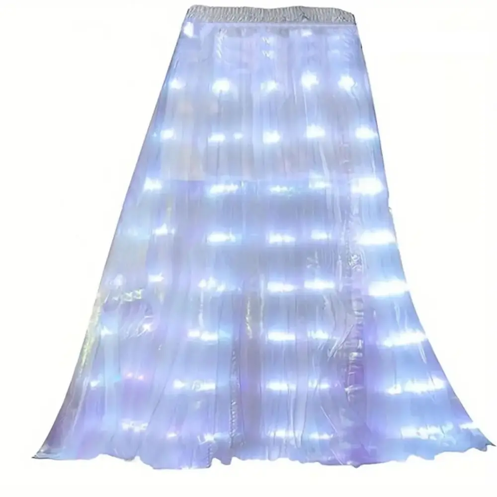 Shiny Luminous Led Skirt White Long Light Up Skirt Festival Fluorescent Shows Dance Props Stage Performance