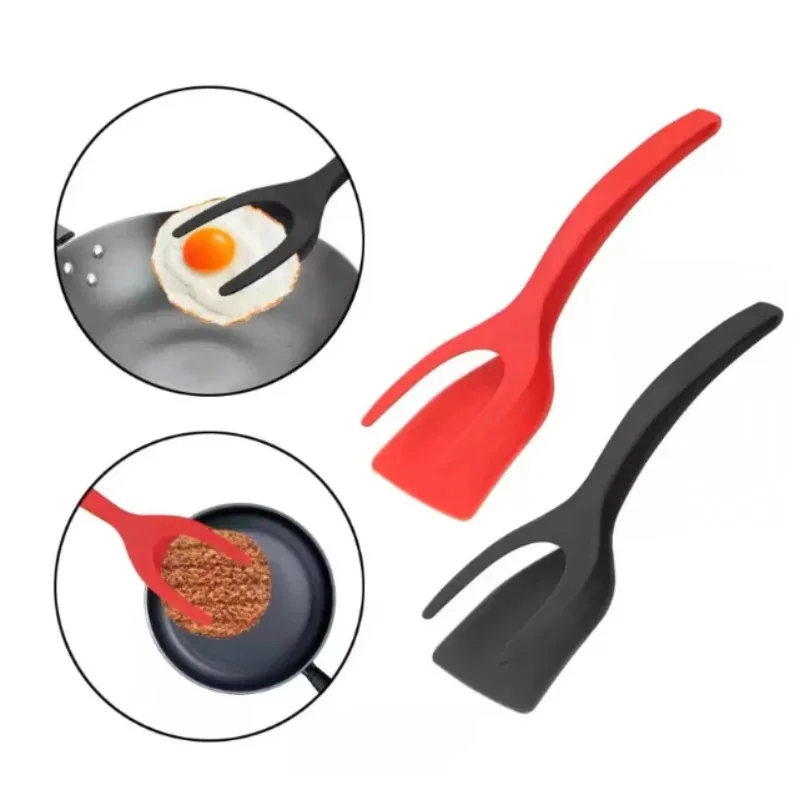 New 2 in 1 Grip Flip Spatula Tongs Egg Flipper Spatula Nylon Non Stick Coating Pancake Fish French Toast Omelet Making Tool image 2