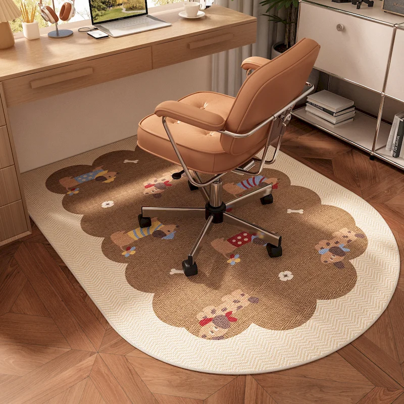 VIKAMA Cartoon Animal Esports Chair Floor Mat Cute Pattern Anti Slip Carpet Learning Work Home Decoration