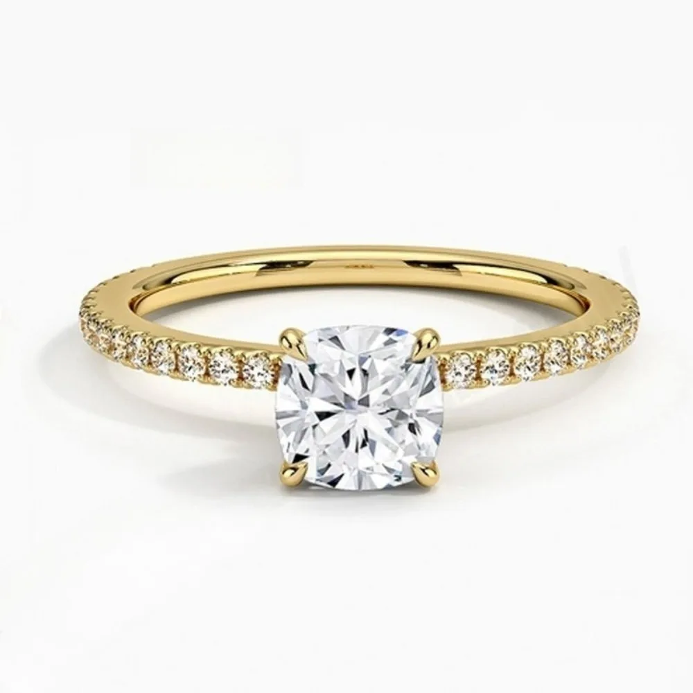 All Moissanite GRA D VVS1 2CT Cushion Cut Ring 925 Sterling Silver Luxury Engagement Wedding Daily Fine Jewelry Gift For Women