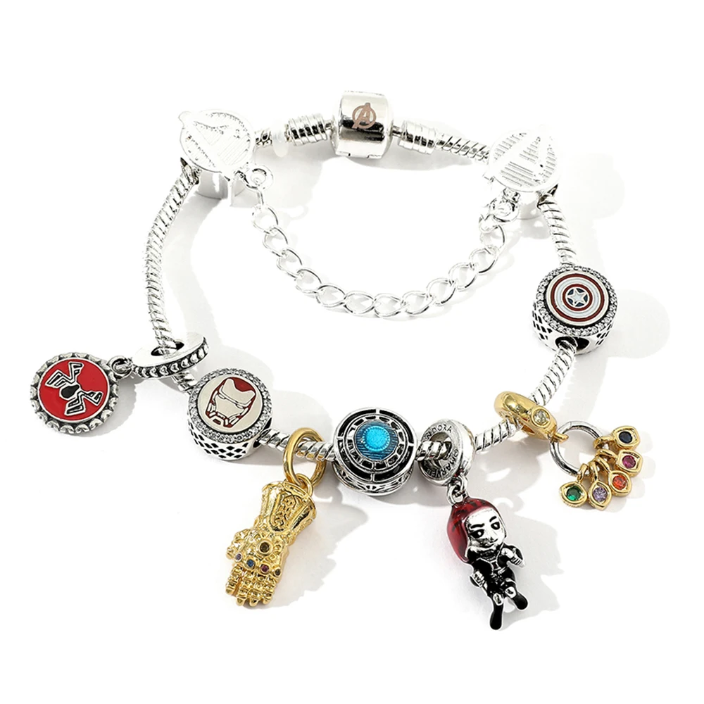 Thor Iron Man Charms Bracelet for Women Jewelry Fine Camera Selfie Beads The Avengers Bangles