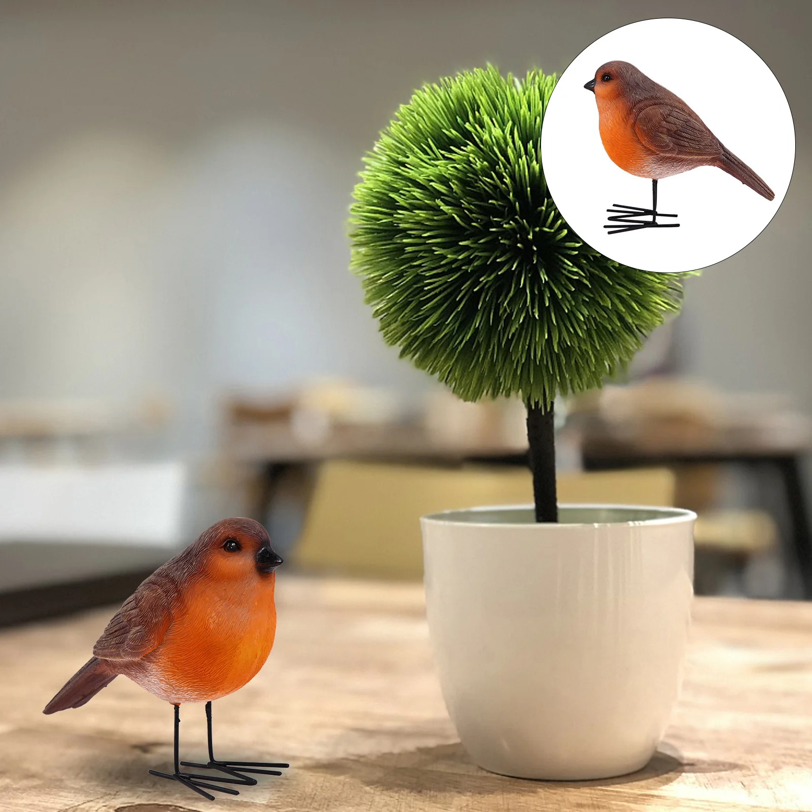 

2Pcs Simulation Robin Adornment Lifelike Bird Resin Craft for Room Office Desktop Shelf Decoration Home Accessories