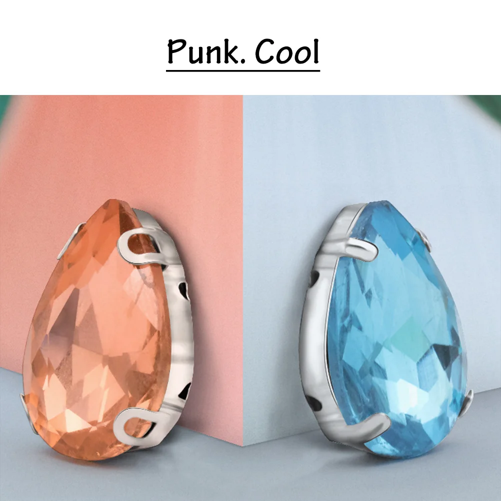 

50pcs 13X18Mm Four Corner Claw Crystal Glass Rhinestones Sewing Teardrop For Garment Diy Jewelry Making Craft Handicraft Sewing