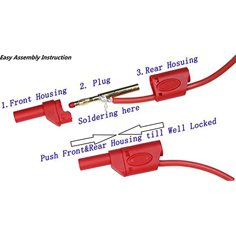 4mm Stackable Banana Plugs, Welding&Assembly Adapters Insulation Safety Connector HDPE 32A for Multimeter Electrical Test Leads