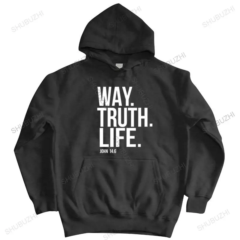 

homme cotton hoodies zipper Way Truth Life Bible Scripture Verse Christian men shubuzhi brand winter hoody