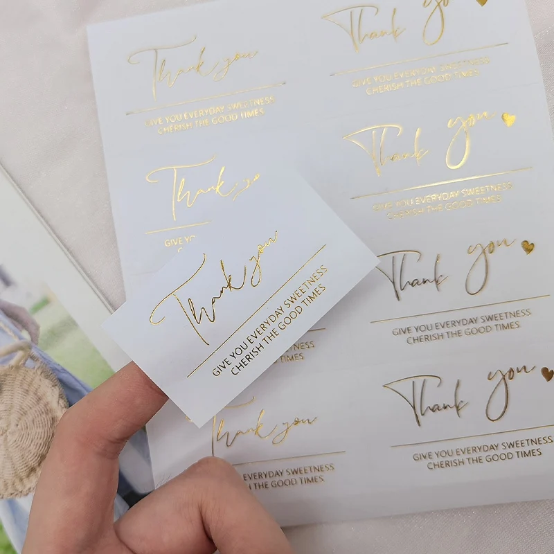 40-120 Buah/Pak Stiker Hitam Putih Terima Kasih 3.5X6CM Label Stiker Harapan Terbaik untuk Anda untuk Label Penyegelan Dekorasi Bisnis Kecil