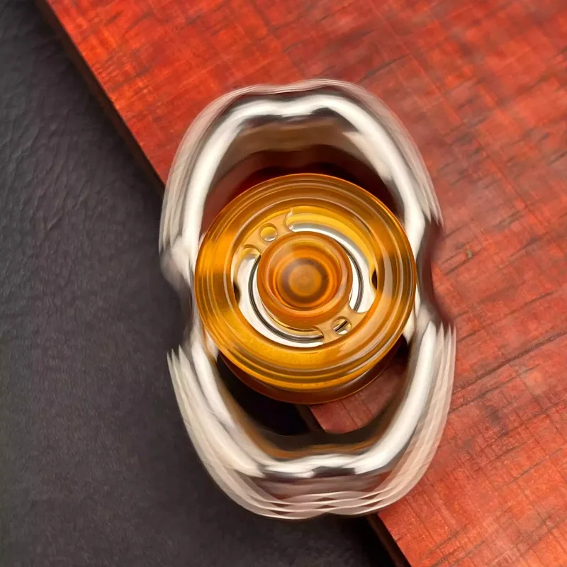 Obsidian EDC Two Page PEI Lock Wire Sliding Rotating Fingertip Mechanical Metal Fingertip Gyroscope Decompression Desktop Toy