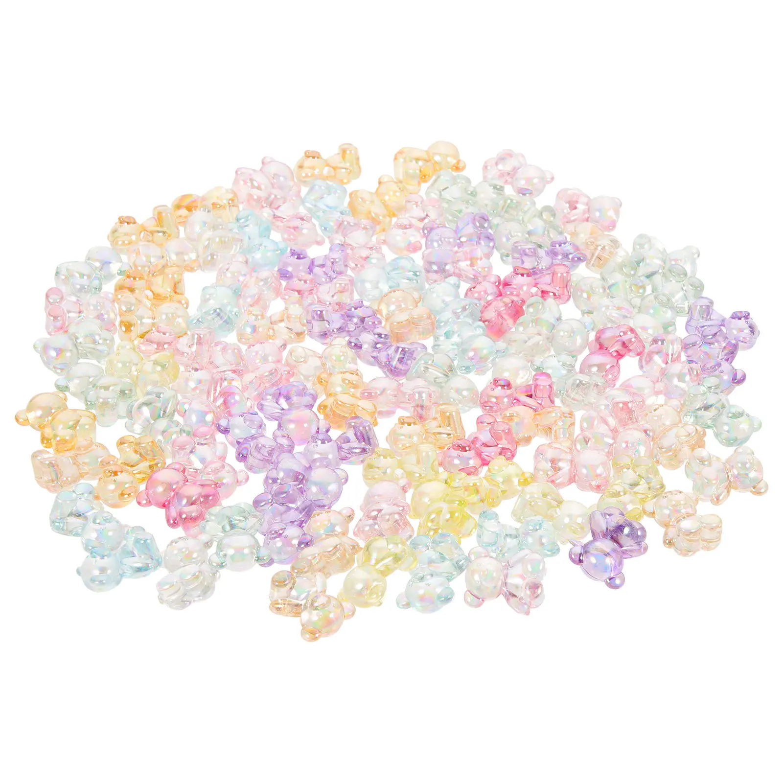 

100pcs Acrylic Bear Beads Ab Color Loose Spacer Beads For Jewelry Making Diy Craft Necklace Bracelet Hair Ties Decorative Charms