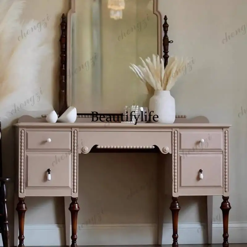 PPP  Natural Pink Makeup Vanity Desk Adult Drawers Cheap Corner Makeup Vanity Desk Modern Vintage