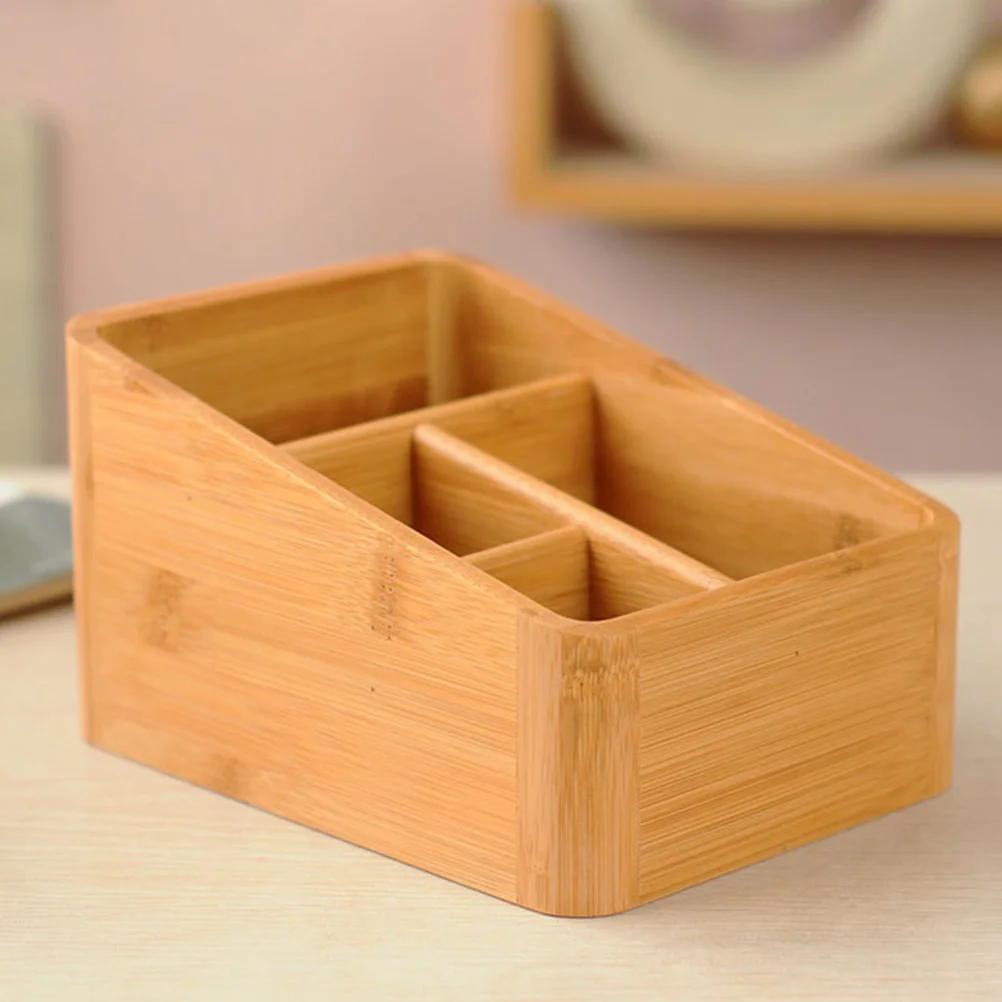 

1Pcs Makeup Storage Box Bamboo Desktop Organizer with Round Corners Carbonized Process Long-Lasting Material Holds