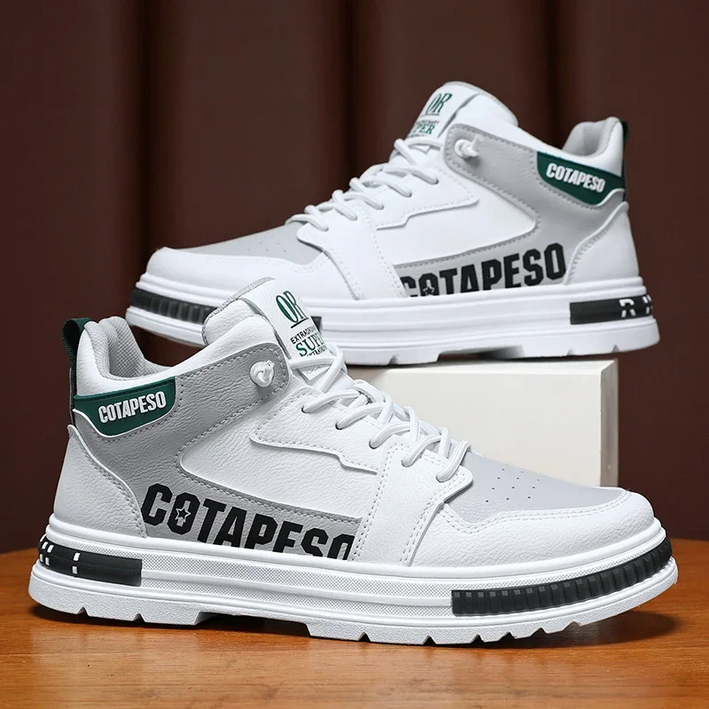 

New Men's Chunky Sneakers 2024 Outdoor Casual High Top Platform Shoes Men's Comfortable Vulcanized Shoes White Breathable Boots