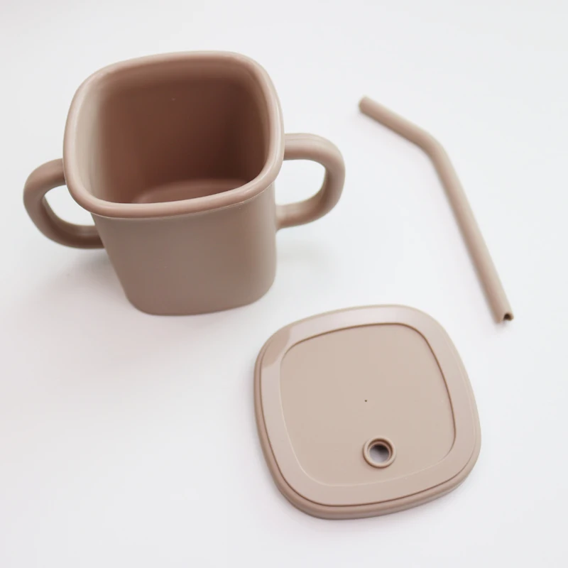 300ml Custom Name Silicone Straw Cup, Personalized silicone, Leakproof for baby square