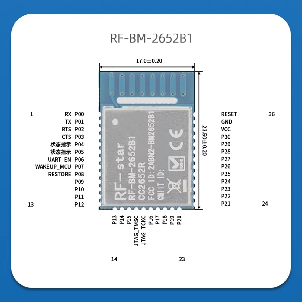 CC2652P7 Low Power DMM Multi-Protocol Manager Supporting Matter over Thread ZigBee Wireless Module 2.4 GHz 20dBm BLE Transceiver