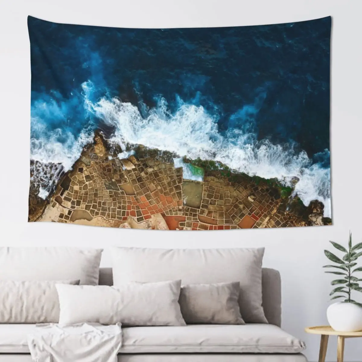 An aerial shot of the Salt Pans in Marsaskala Malta Tapestry Room Ornaments Room Decorations Tapestry