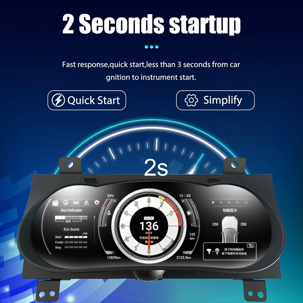 LCD Instrument Cluster For Toyota Hilux Revo 2016-2024 Car Digital Dashboard Speedometers Virtual Cockpit Panel Tire Display