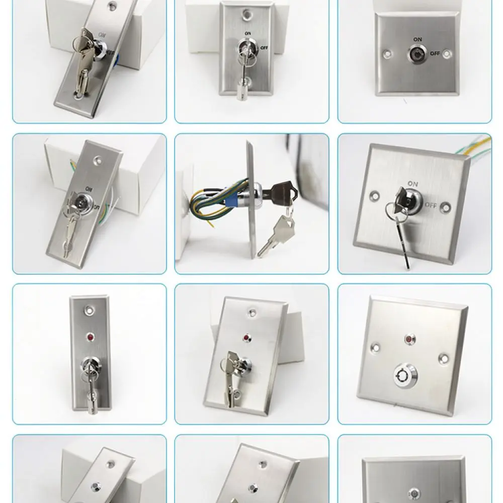 Stainless Steel Key Switch For Feiluotuo Access Control Security System Metal Push Button With Red Green LED Indicator
