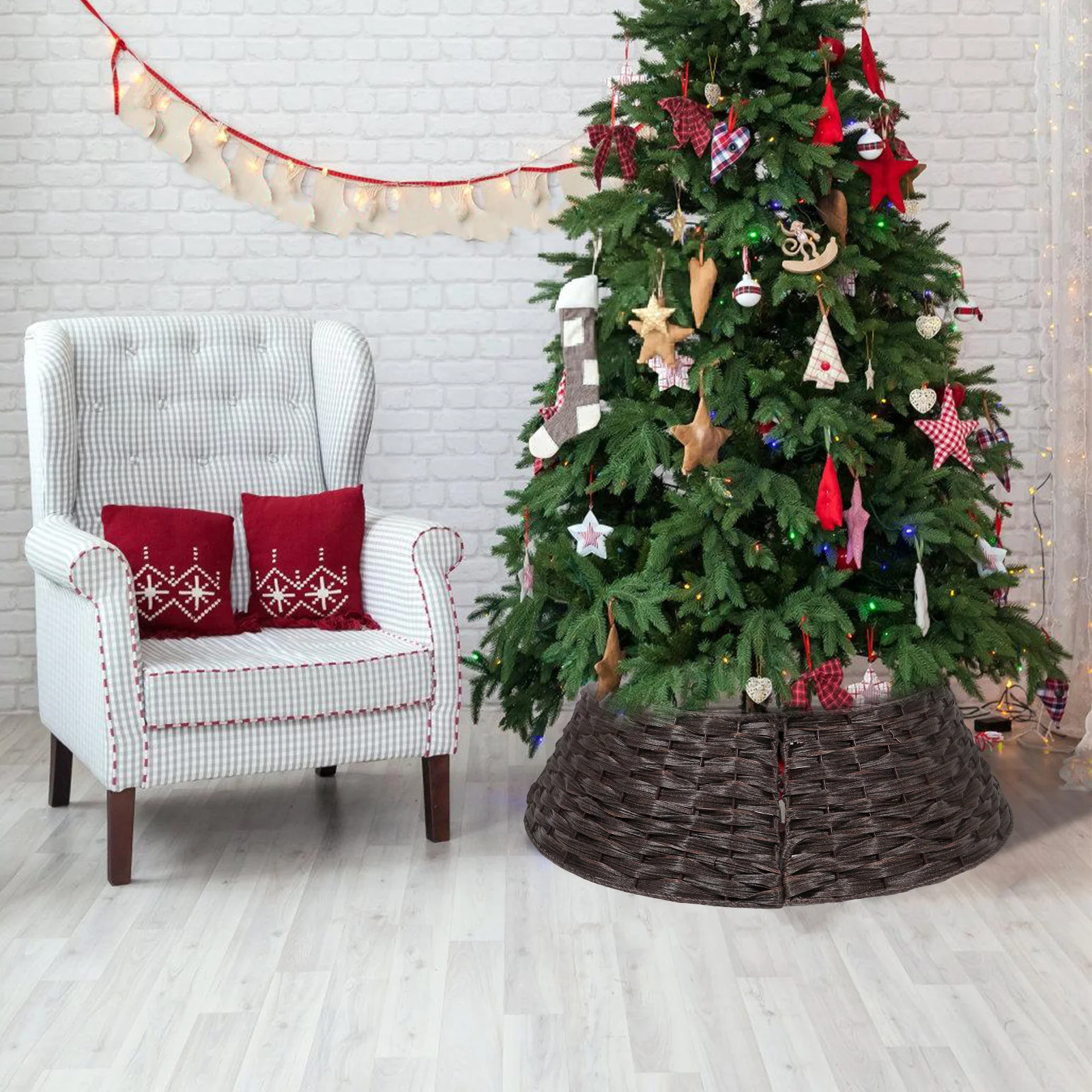 

Christmas Tree Skirt Plastic Collar Christmas Decoration for Xmas Holiday Home Shop Hotel Party Tree Decor