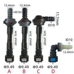 9.49 ID10 fuel line quick connector plastic 3/8 SAE 9.49mm elbow female connector fitting with one way valve 1pc