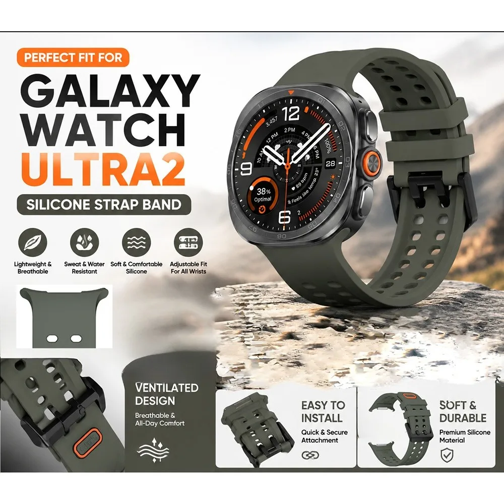 Silicone Watch Strap for Samsung Galaxy Watch Ultra 2 Universal Casual Breathable Sweatproof Sports for Galaxy Watch Ultra 47mm