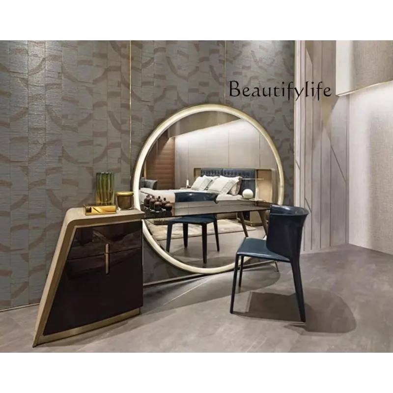 XX Postmodern Dresser Bedroom Italian Solid Wood Design Creative Mirror Dressing Table Table Storage Cabinet Integrated