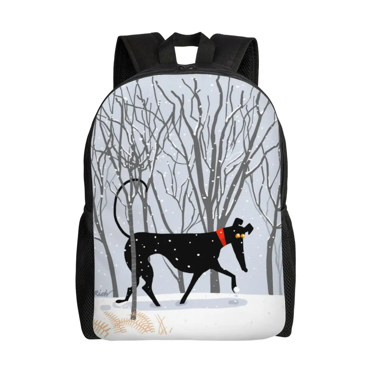 

Winter Hound Travel Backpack Women Men School Computer Bookbag Greyhound Whippet Sighthound Dog College Student Daypack Bags