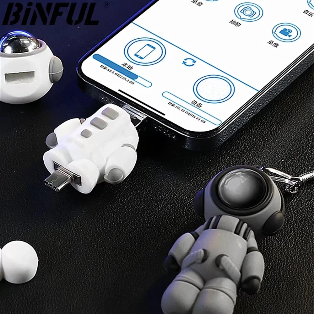 De enige astronaut 2TB 1TB OTG Flash Drive 3.0 512GB Photo Memory Stick Externe opslag voor iPhone/PC/iPad/Android Mirco Type-c