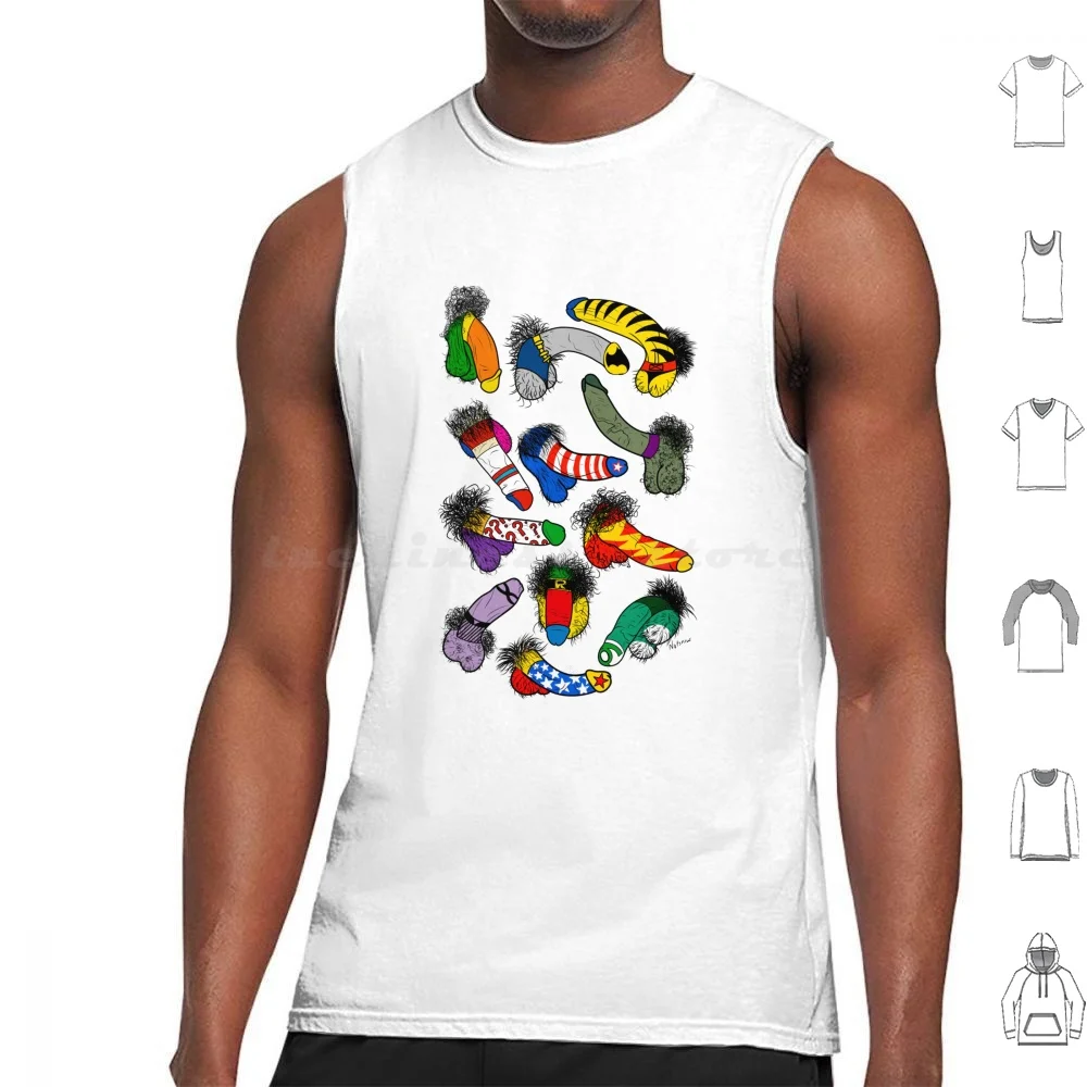 Superhero Weenies Tank Tops Vest Sleeveless Peens Cocks Weenies Dicks Willy Superhero Super Hero Schlongs Testicles