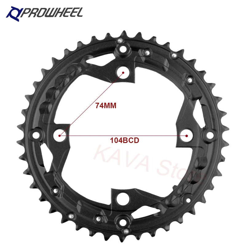 PROWHEEL-Round Chainring for MTB Bike, Sprocket Steel, Alloy Tooth Plate,64,96,104BCD,3x8,9,10,11S,22,24,30,32T, 40T, 42T, 44T