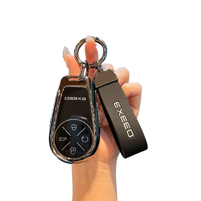 Car Smart Fob Key Case Cover Holder Chain For Chery EXEED VX LX RX TXL Modified FL CDM PHEV Zinc Alloy Key Protective Shell