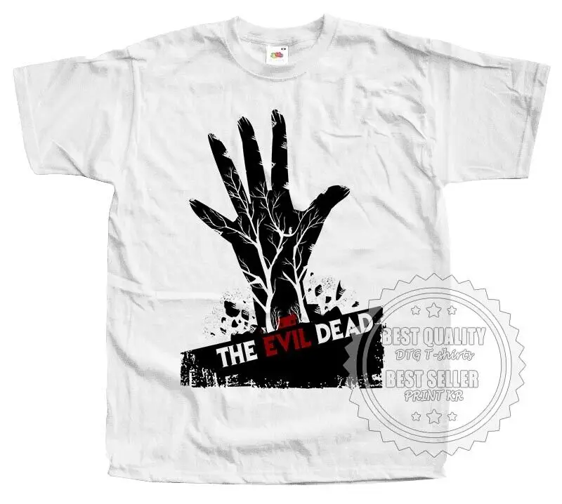 

Evil Dead V18 T SHIRT Horror Movie Poster WHITE Sizes S to 5XL