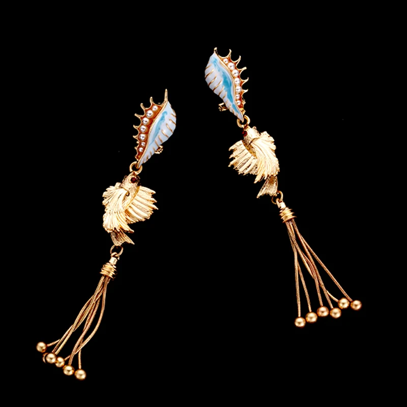 

Bohemia Fringed Drop Dangle Earrings Luxury Jewelry for Women Fish Earrings Accessories 2024 Trend New