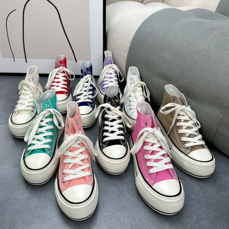 Canva Women's2023 جديد ربيع الخريف أحذية منصة عالية الجودة تنوعا خمر مشرق النفط طالب أحذية قماشية مع نعل سميك #3