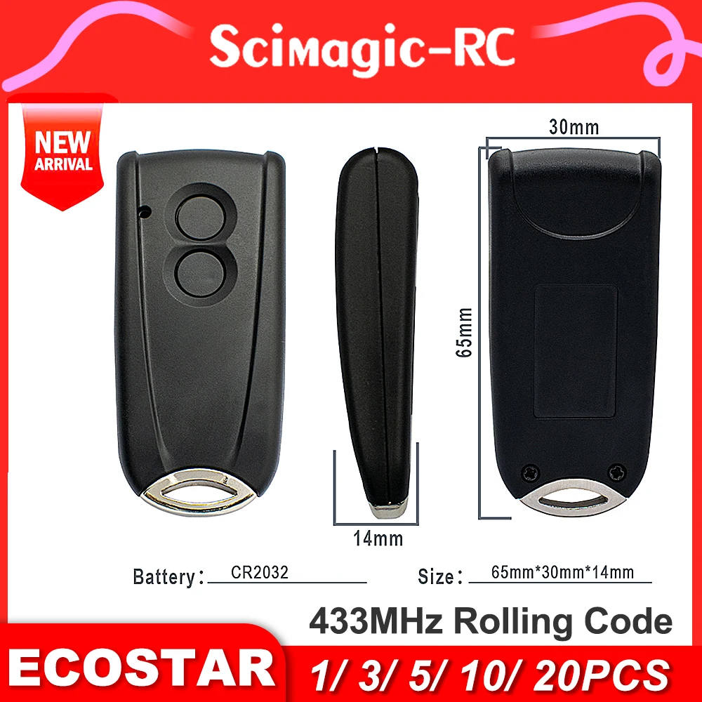 1/2/3/5/10/20pcs.New Style Hormann ECOSTAR RSC2 RSE2 433MHz Rolling Code Garage Remote Control Gate Door Opener With Battery